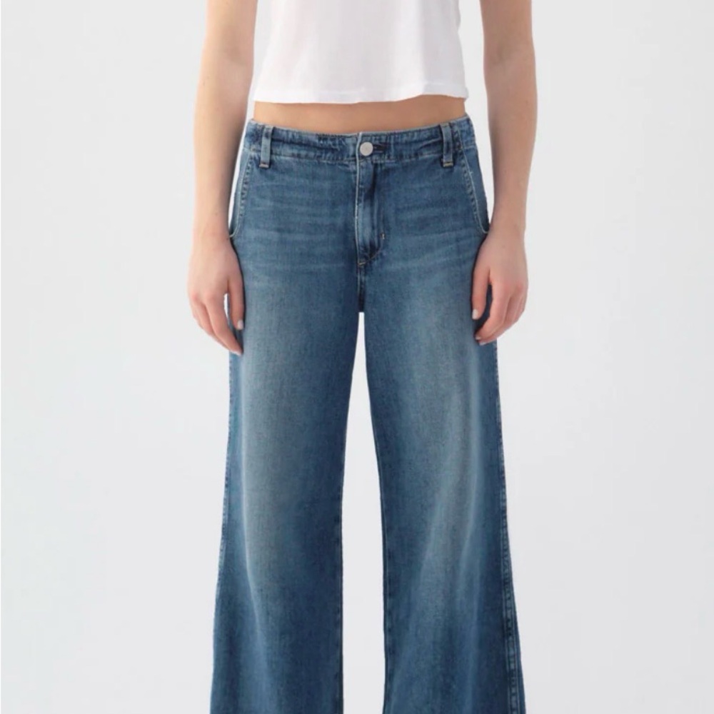 AMO Edith Wide-Leg Blue Denim Trouser Style Jeans